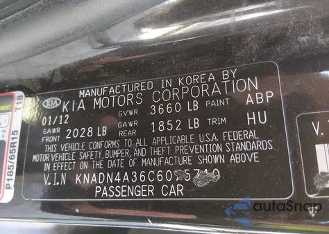 2012 Kia Rio Ex z USA, uszkodzony, nr VIN KNADN4A36C6075710